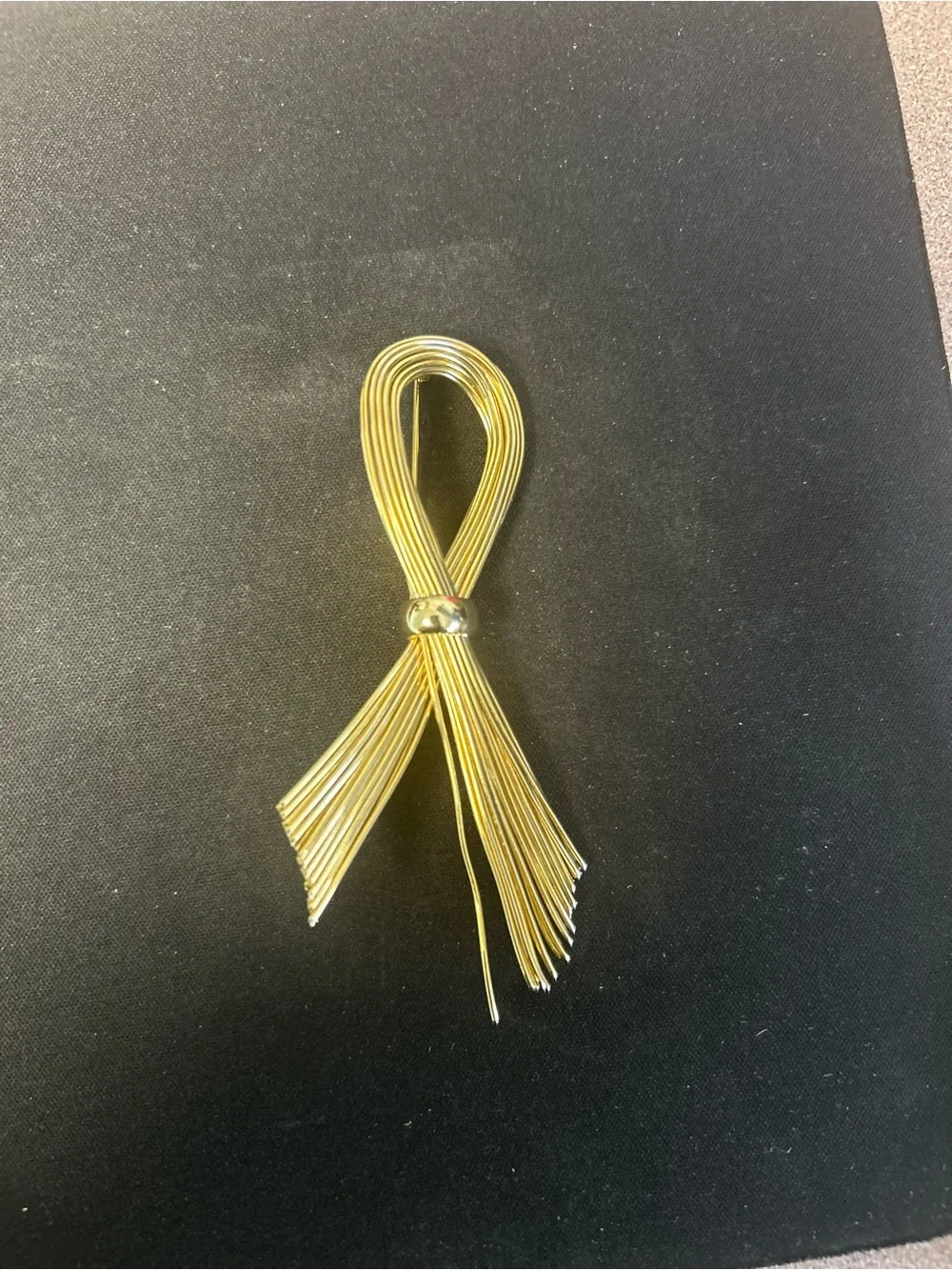 Gold Ribbon Tassel Brooch - Elegant Women’s Jewelry